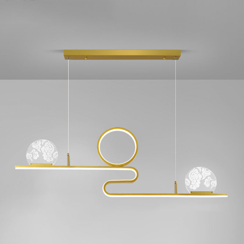 Moderner Stil Linearer Form Island Leuchten Metall 4-Licht-Anhänger Beleuchtungskörper