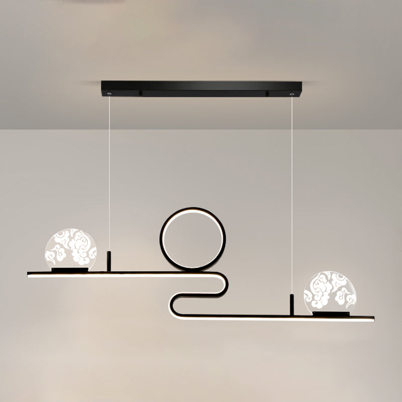 Luces de isla de forma lineal de estilo moderno metal de metal accesorios de iluminación colgante de 4 luces