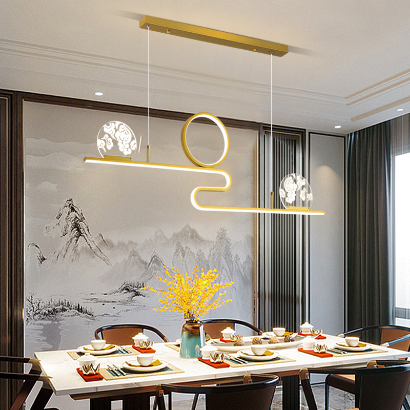 Modern Style Linear Shape Island Lights Metal 4-Light Pendant Lighting Fixtures