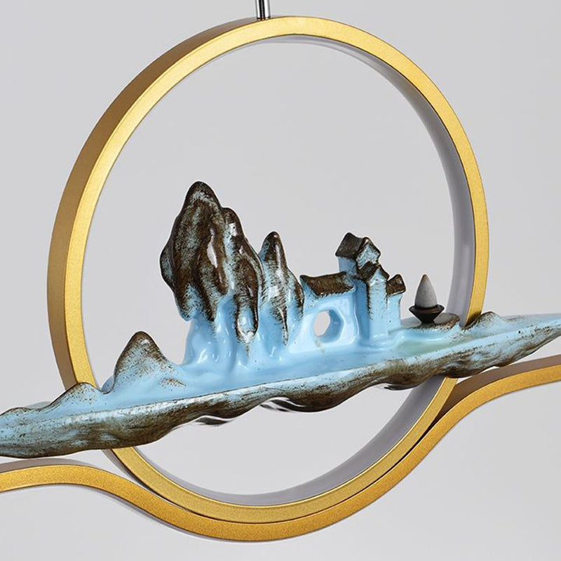 Luces de isla de forma lineal de estilo moderno Metal Dos accesorios de iluminación colgante