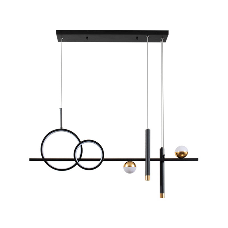 Nordic Metal Island Light Black Geométrico LED Island Pendiente para comedor