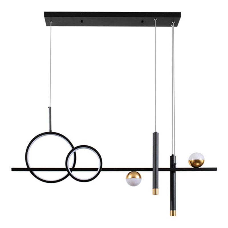 Nordic Metal Island Light Black Geométrico LED Island Pendiente para comedor