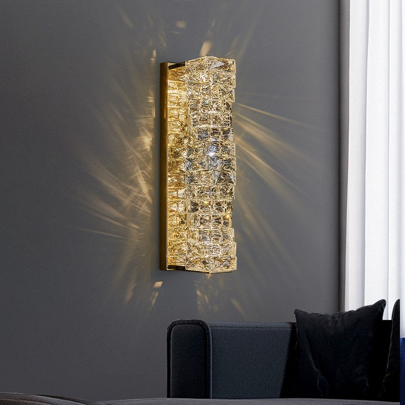 Postmodern Style Crystal Wall Light Geometric LED Wall Sconce for Living Room