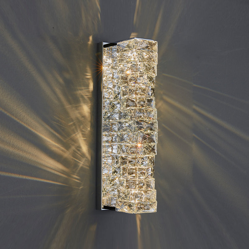Luz de pared geométrica moderna Luz de acero inoxidable aplastante con cristal para sala de estar