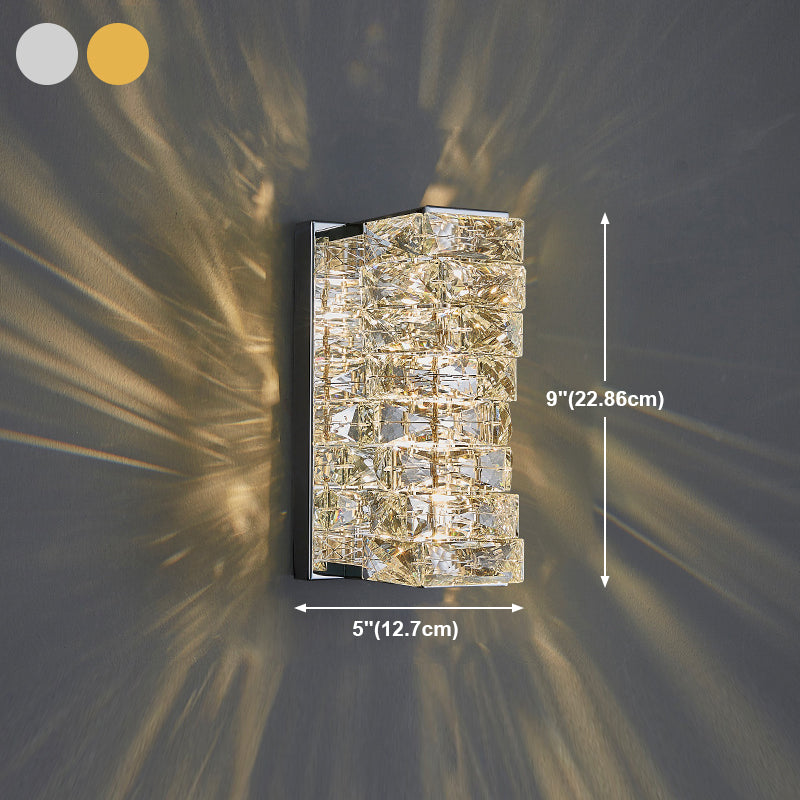 Luz de pared geométrica moderna Luz de acero inoxidable aplastante con cristal para sala de estar