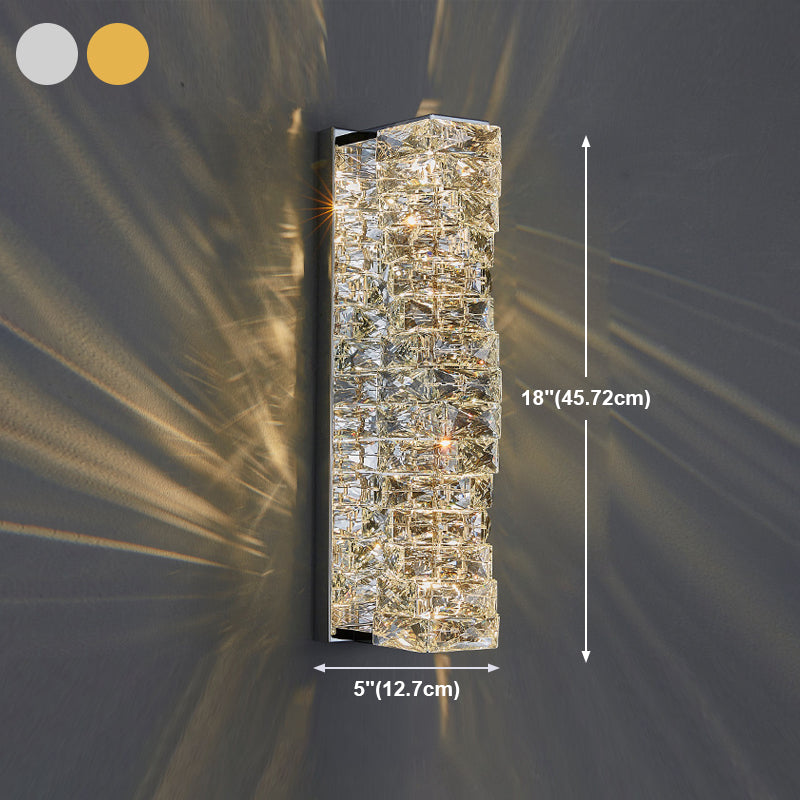 Luz de pared geométrica moderna Luz de acero inoxidable aplastante con cristal para sala de estar