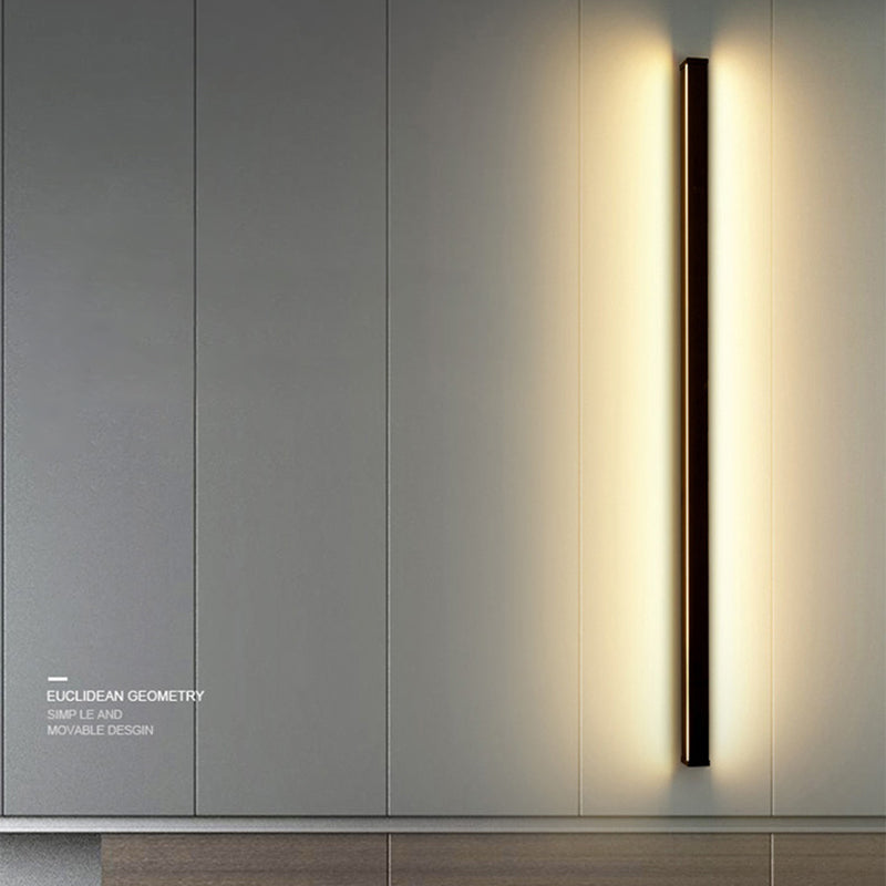 Éclair de mur en métal linéaire style moderne, appliques lumineuses à paroi légère en noir en noir