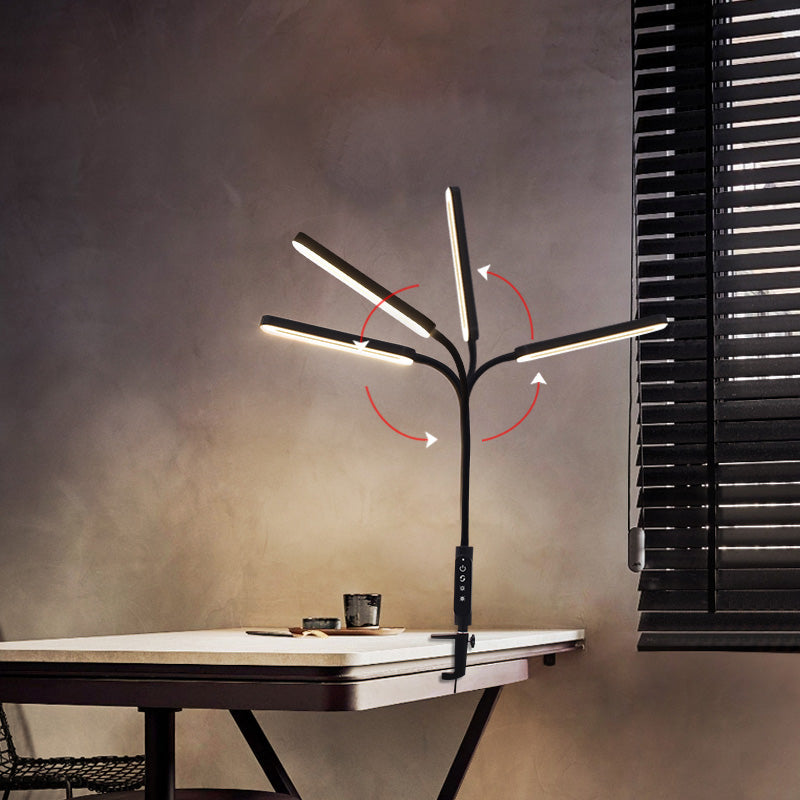 Modern Style Linear Night Table Lamp Metal 1 Light Nightstand Lamp