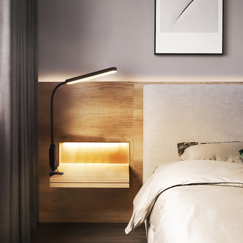 Modern Style Linear Night Table Lamp Metal 1 Light Nightstand Lamp