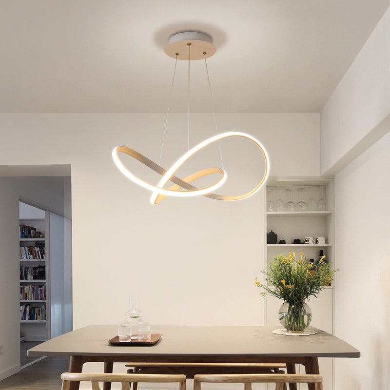 Silicone Linear LED Hanging Lamp in Modern Simplicity Lacquered Aluminium Chandelier for Dining Room