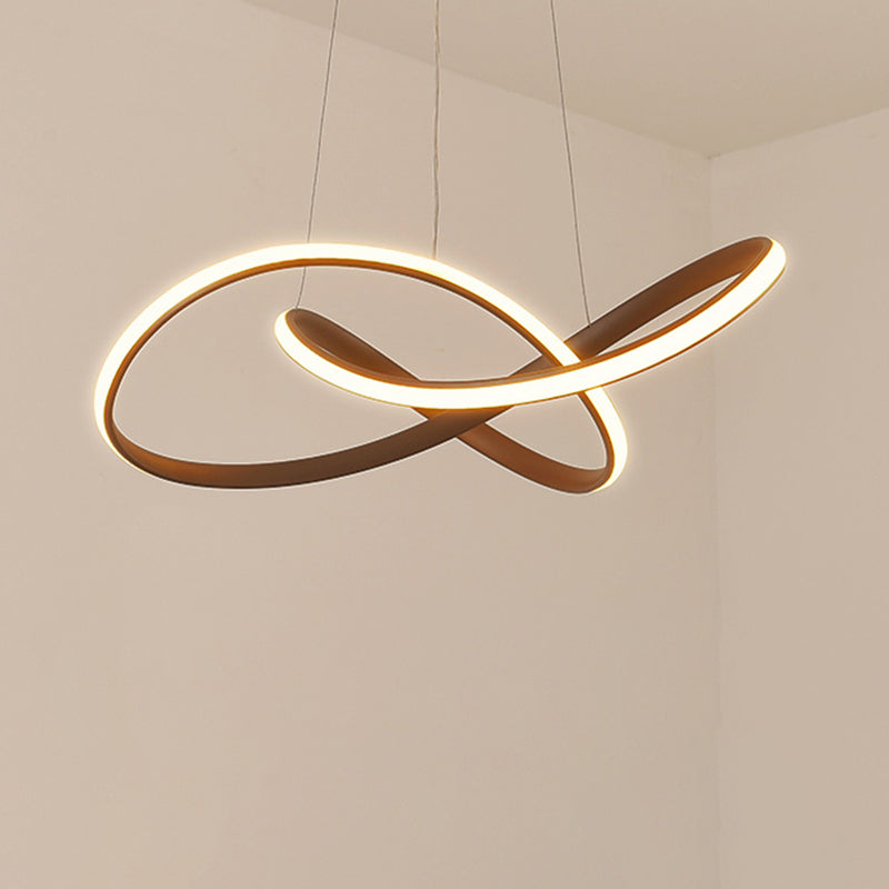 Silicone Linear LED Hanging Lamp in Modern Simplicity Lacquered Aluminium Chandelier for Dining Room