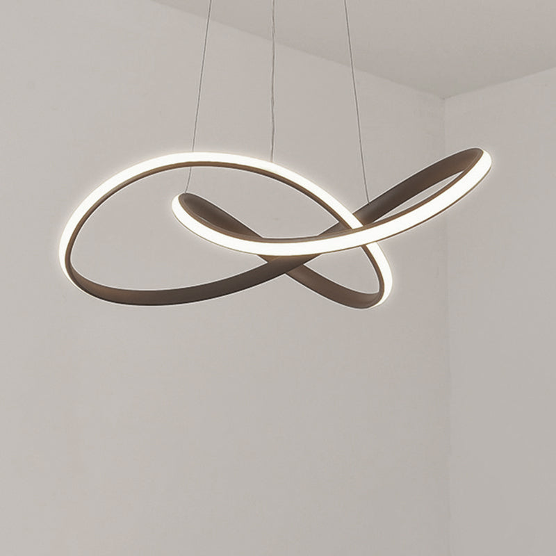 Silicone Linear LED Hanging Lamp in Modern Simplicity Lacquered Aluminium Chandelier for Dining Room