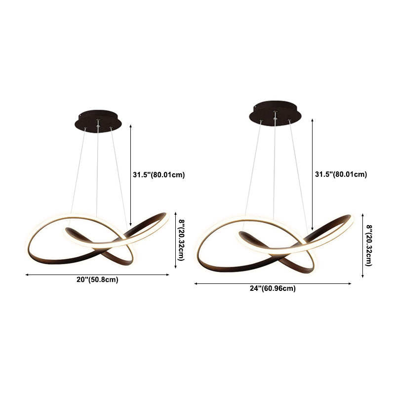 Silicone Linear LED Hanging Lamp in Modern Simplicity Lacquered Aluminium Chandelier for Dining Room