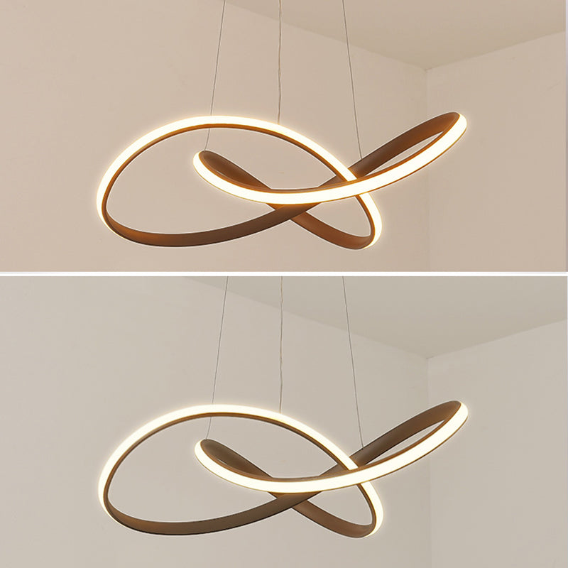 Silicone Linear LED Hanging Lamp in Modern Simplicity Lacquered Aluminium Chandelier for Dining Room