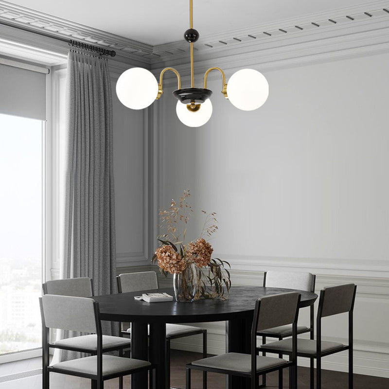 American Style Chandelier White Glass Pendant Lighting Fixtures for Dining Room
