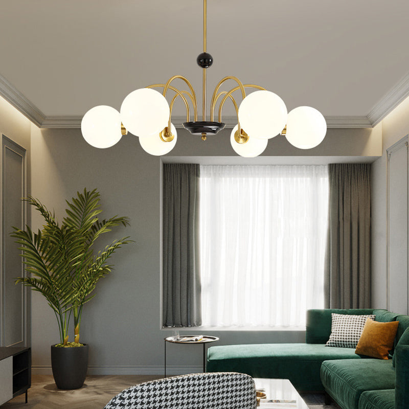 American Style Chandelier White Glass Pendant Lighting Fixtures for Dining Room