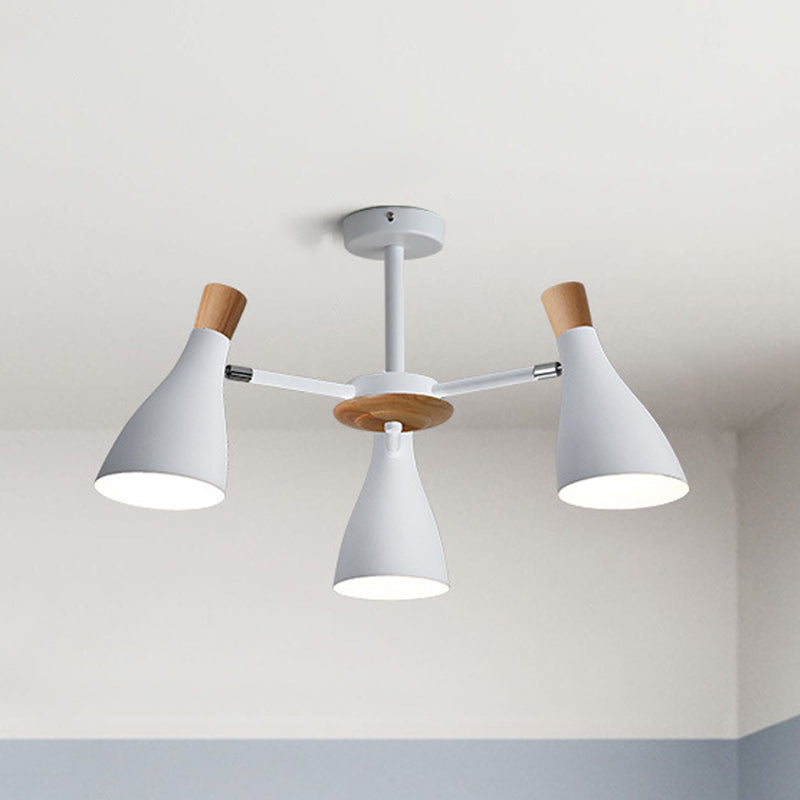 Nordic Wood Macron Chandelier Metal Lampshade Pendant Lighting Fixtures for Bedroom