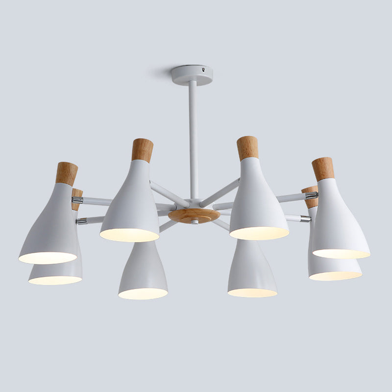 Nordic Wood Macron Chandelier Metal Lampshade Pendant Lighting Fixtures for Bedroom