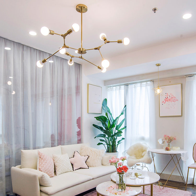 Postmodern Bare Bulb Hanging Light Metal Chandelier Light for Dining Room