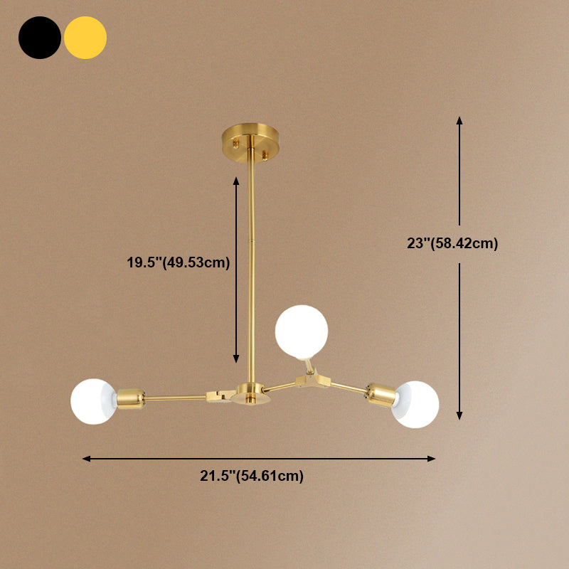 Postmodern Bare Bulb Hanging Light Metal Chandelier Light for Dining Room