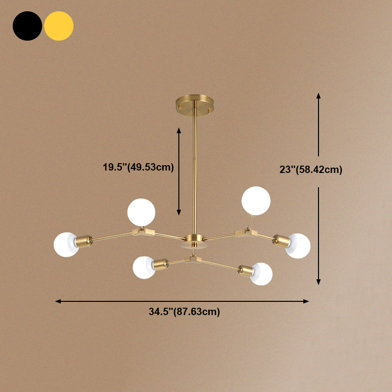 Postmodern Bare Bulb Hanging Light Metal Chandelier Light for Dining Room