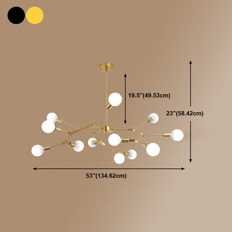 Postmodern Bare Bulb Hanging Light Metal Chandelier Light for Dining Room