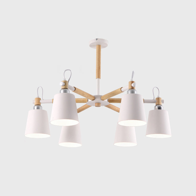 Nordic Colorful Chandelier Metal Wood Pendant Lighting Fixtures for Living Room