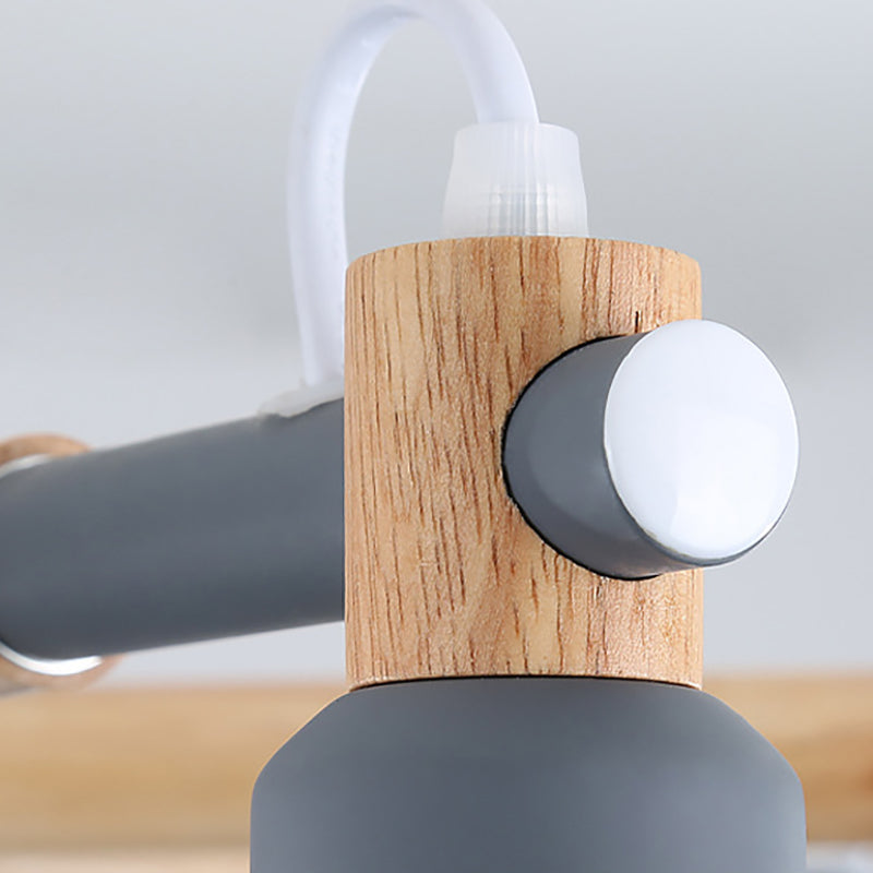 Nordic Colorful Chandelier Metal Wood Pendant Lighting Fixtures for Living Room