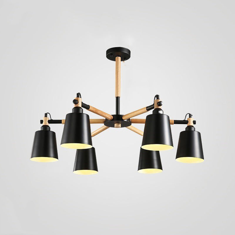 Nordic Colorful Chandelier Metal Wood Pendant Lighting Fixtures for Living Room