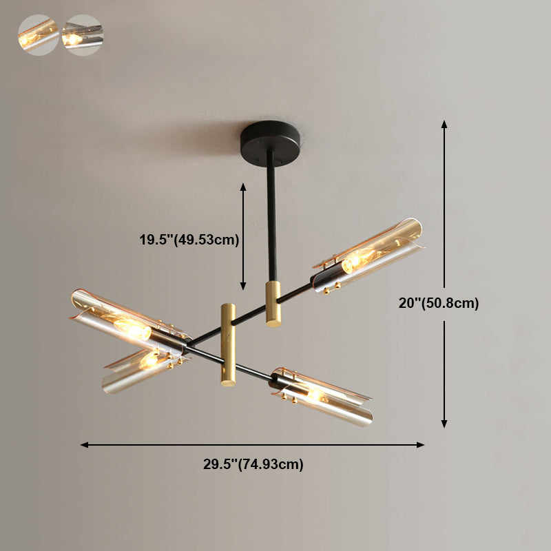 Accesorios de iluminación de lámpara posmoderna de vidrio lámpara de araña colgante negra y dorada