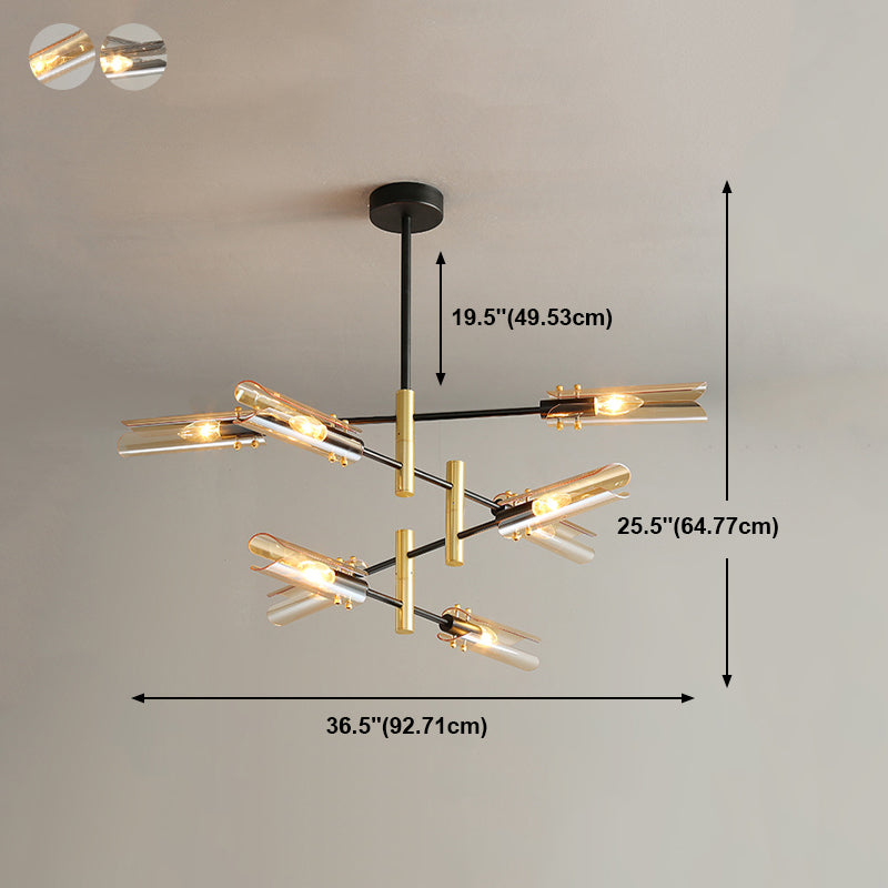 Glass Postmodern Chandelier Lighting Fixtures Black and Gold Hanging Chandelier