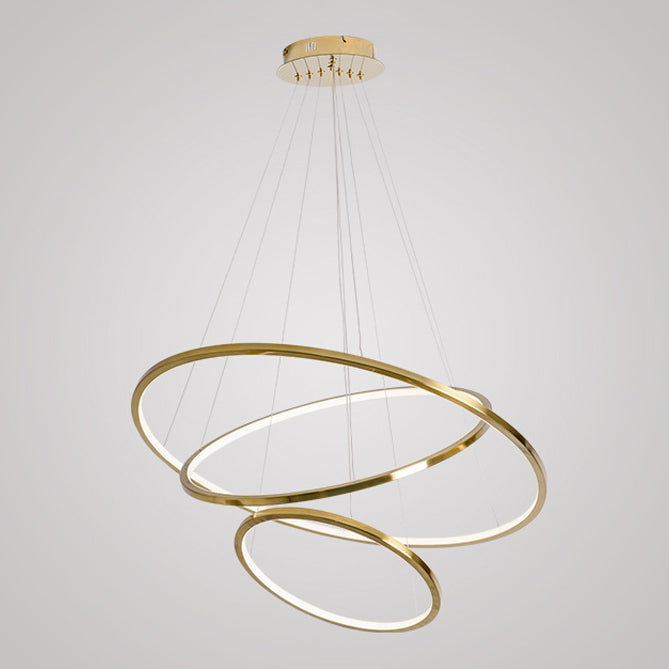 Multi Layer Round Shade Hanging Light Modern Style Metal Pendant Light in Gold