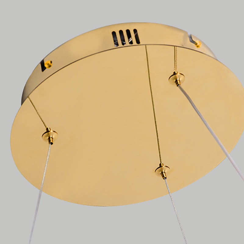 Multi Layer Round Shade Hanging Light Modern Style Metal Pendant Light in Gold