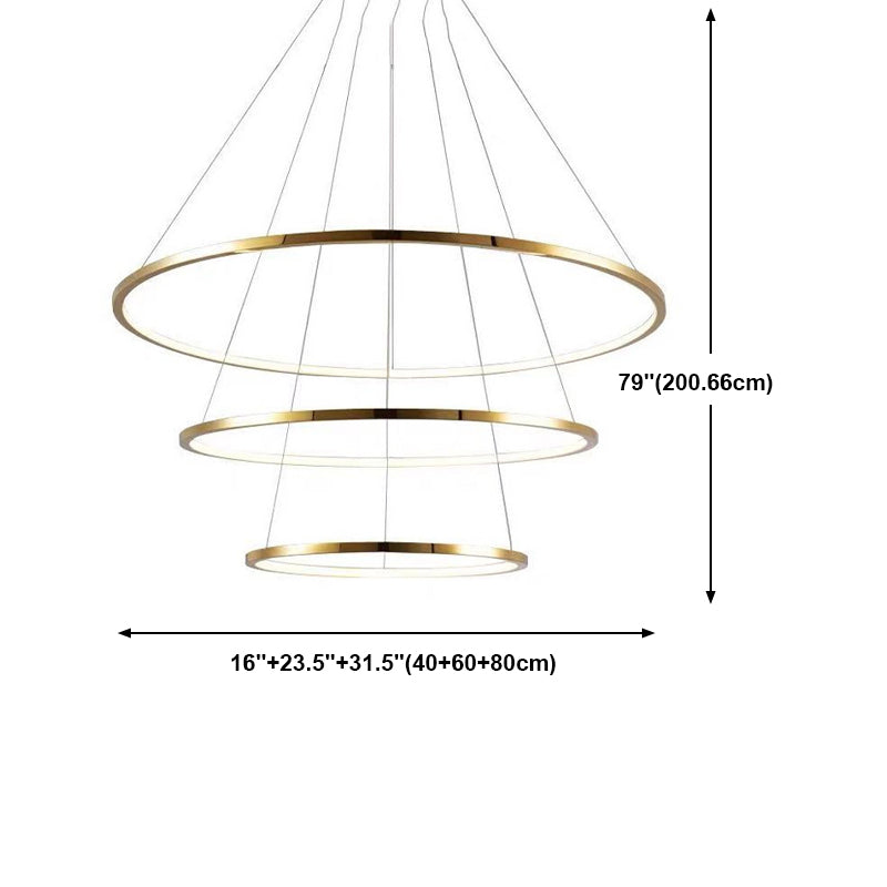 Multi Layer Round Shade Hanging Light Modern Style Metal Pendant Light in Gold