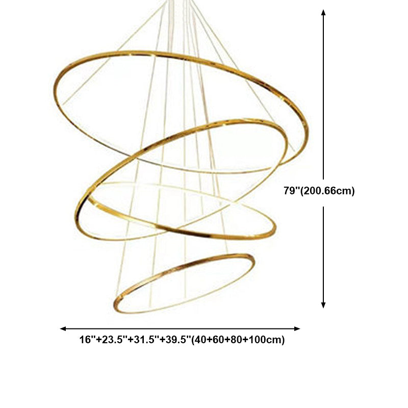 Multi Layer Round Shade Hanging Light Modern Style Metal Pendant Light in Gold