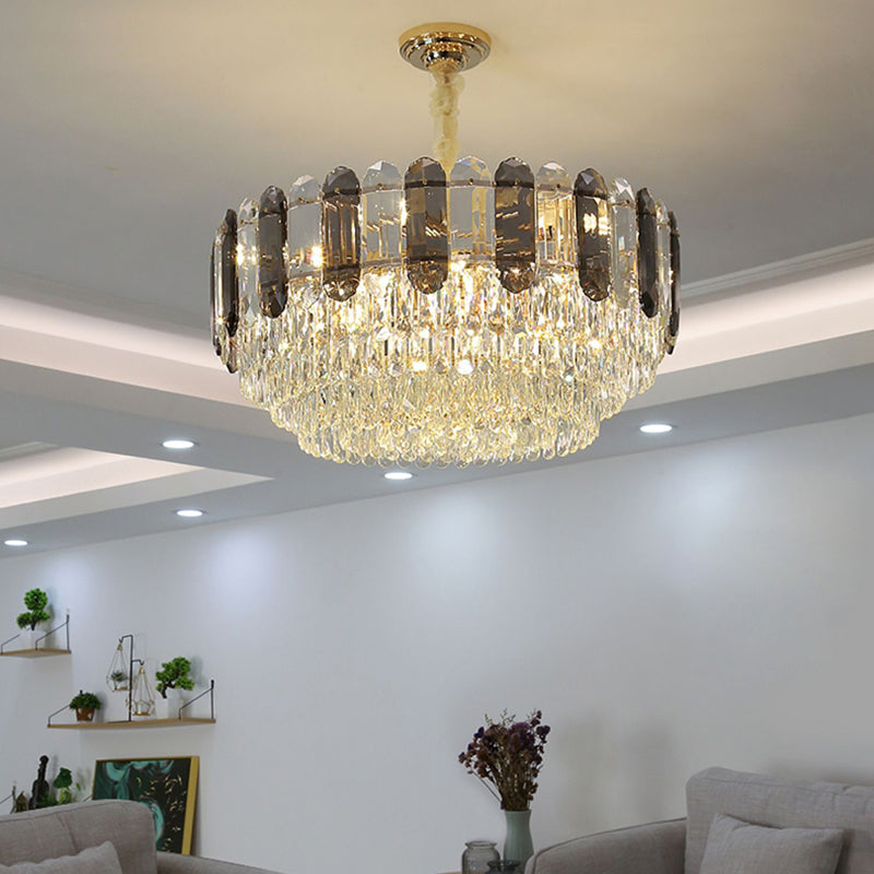 Contemporary Style Geometry Pendant Chandeliers Crystal Chandelier Lighting in Grey