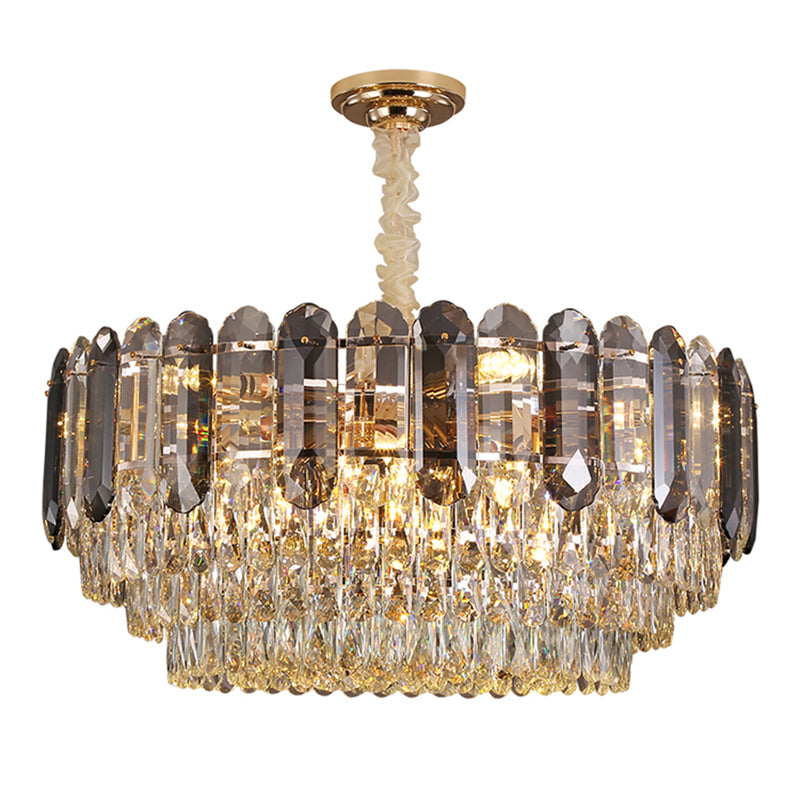 Contemporary Style Geometry Pendant Chandeliers Crystal Chandelier Lighting in Grey