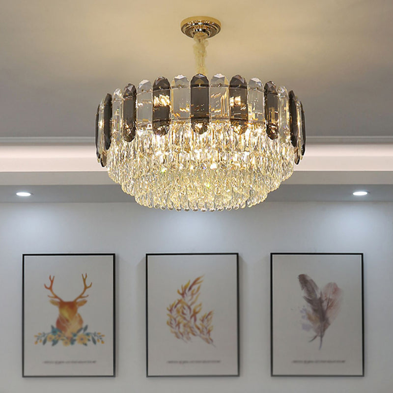 Contemporary Style Geometry Pendant Chandeliers Crystal Chandelier Lighting in Grey