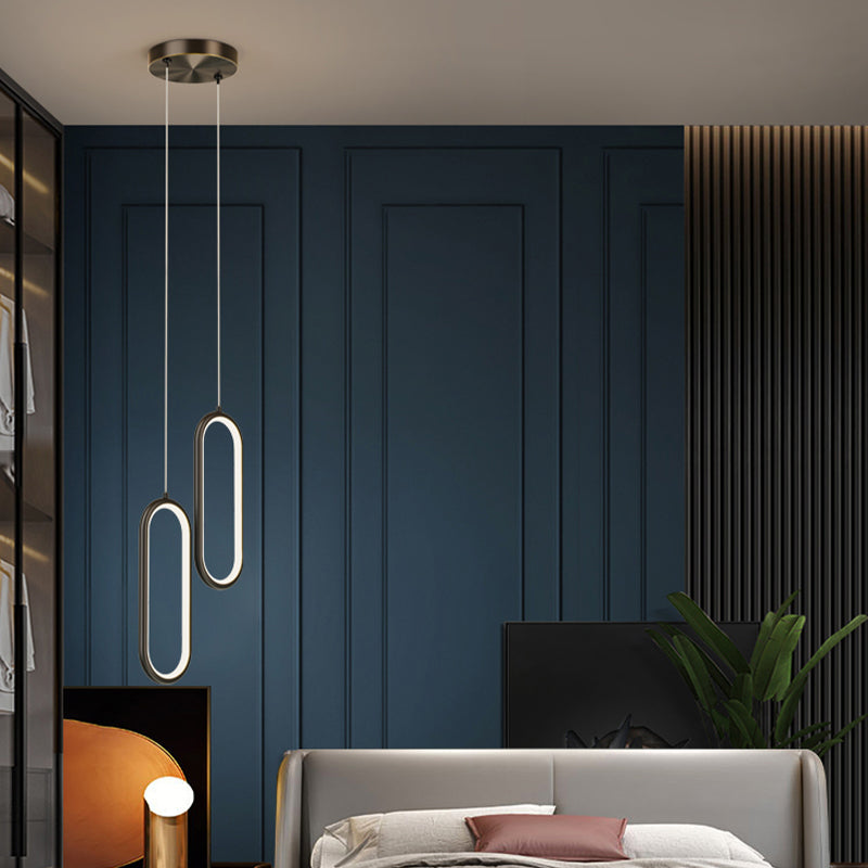 Linear Shape Hanging Light Modern Style Metal Hanging Lighting for Bedside