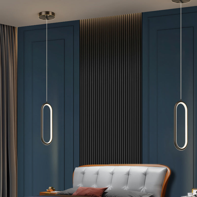 Linear Shape Hanging Light Modern Style Metal Hanging Lighting for Bedside