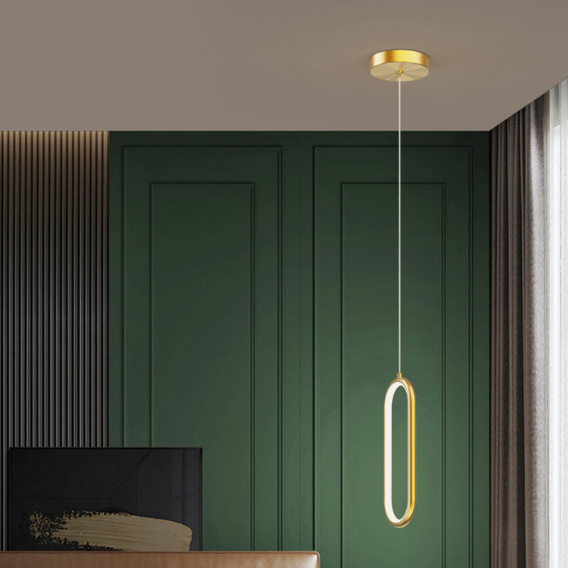 Linear Shape Hanging Light Modern Style Metal Hanging Lighting for Bedside