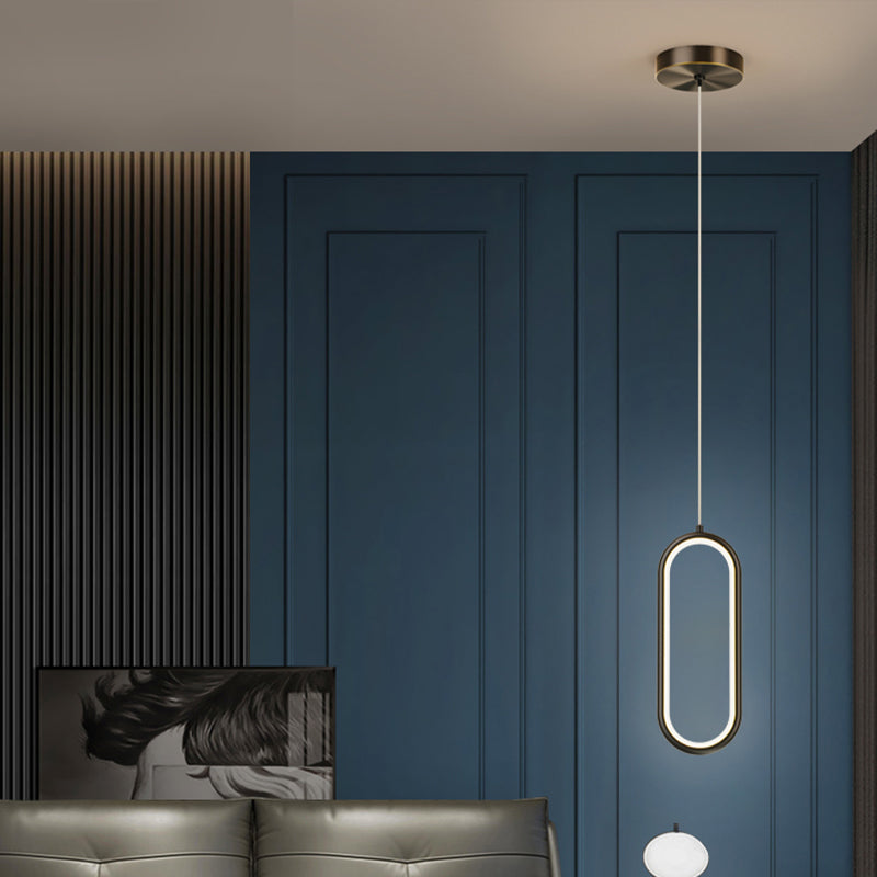 Linear Shape Hanging Light Modern Style Metal Hanging Lighting for Bedside