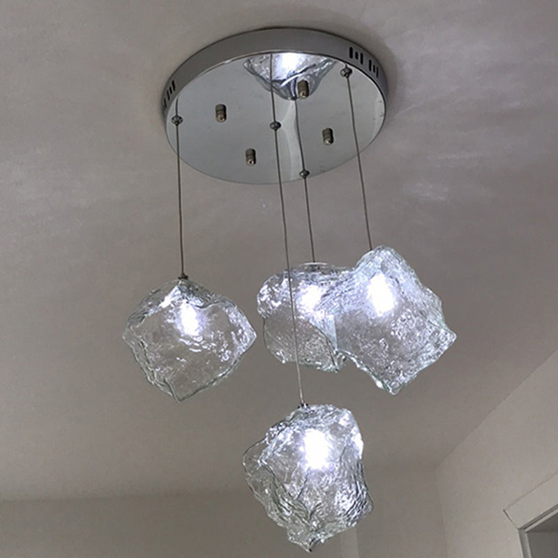 Multi Lights Geometric Cluster Pendant Light Modern Style Glass Down Lighting