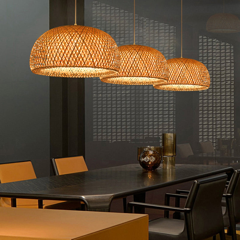 Contemporary Hanging Light Rattan Pendent Lighting Fixture for Dining Room