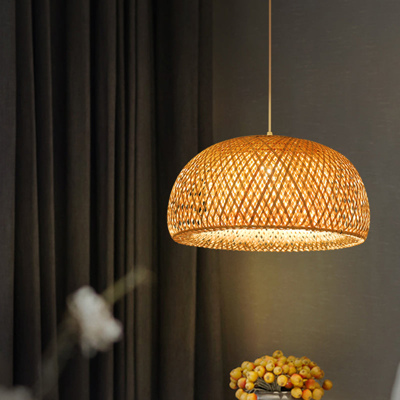 Zeitgenössische hängende leichte Rattan -hängende Beleuchtungsanlage für Esszimmer