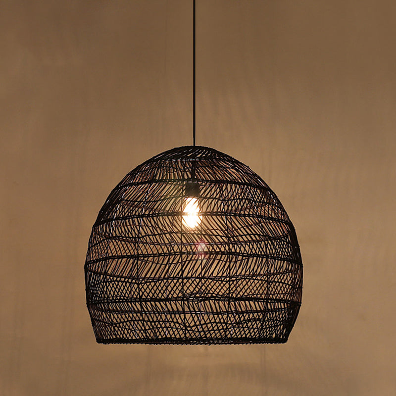 Rattan Hanging Light Contemporary Style Pendent Lighting Fixture for Sitting Room