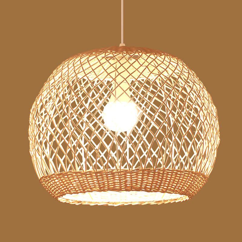Rattan Round Hanging Light Fixture Asia Style Hanging Pendant Light
