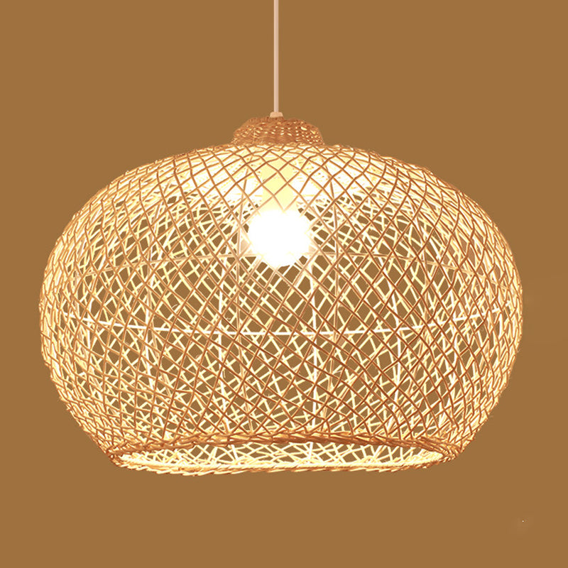 Rattan Round Hanging Light Fixture Asia Style Hanging Pendant Light