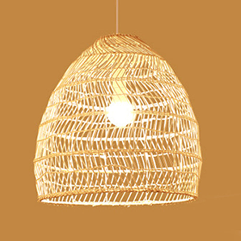 Rattan Round Hanging Light Fixture Asia Style Hanging Pendant Light