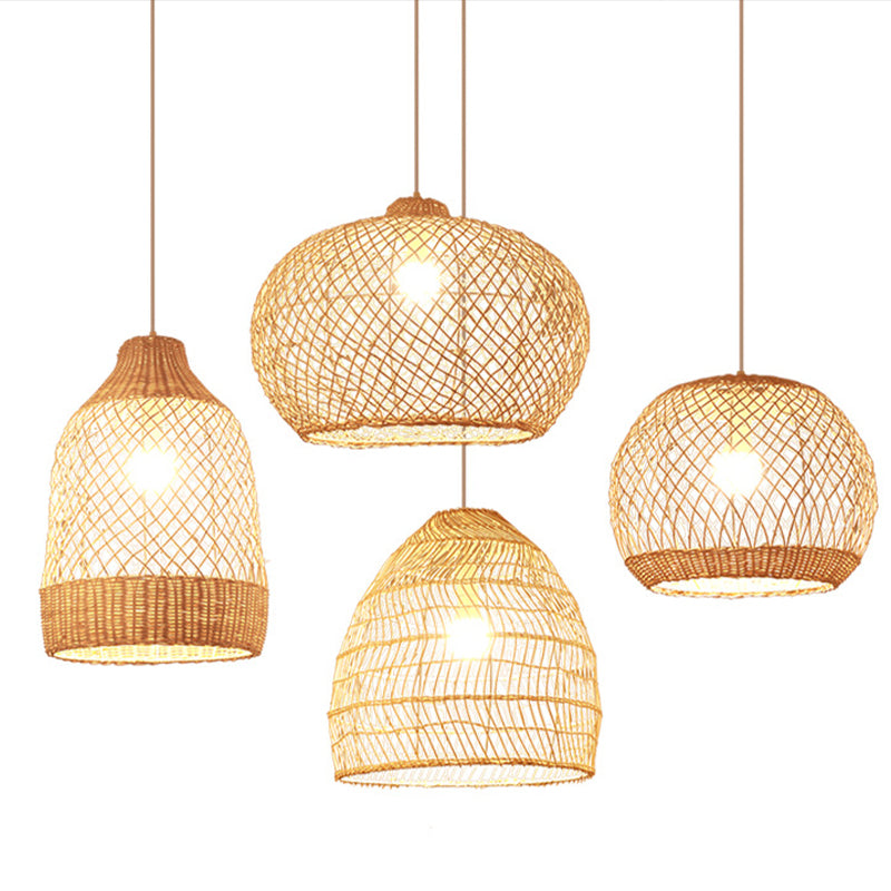 Rattan redonda de lámpara colgante de asia estilo colgante colgante luz